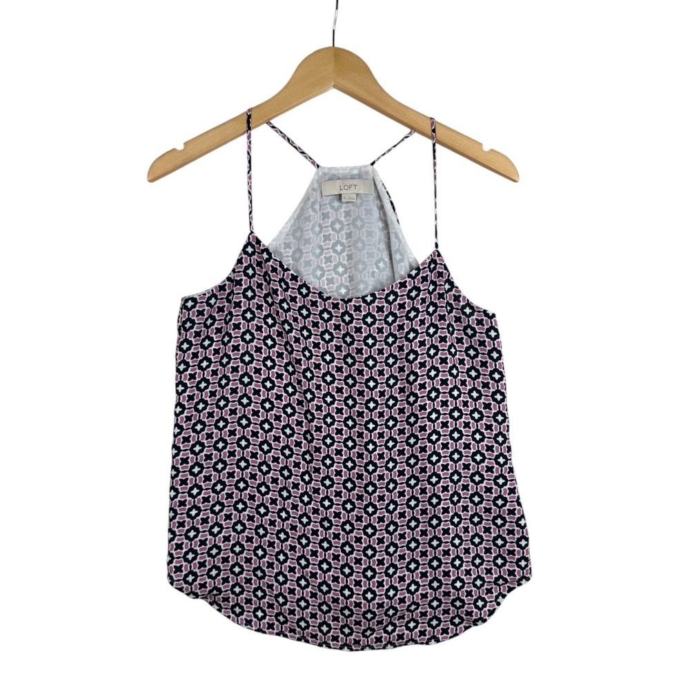 Ann Taylor LOFT Womens Star Tank Polyester Top Size XS Pink Black